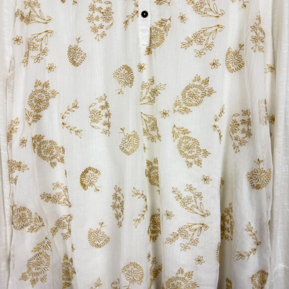 Style & Co Floral Embroidered Top Sz Large Layered Long Sleeve Studded Collar - Picture 3 of 12